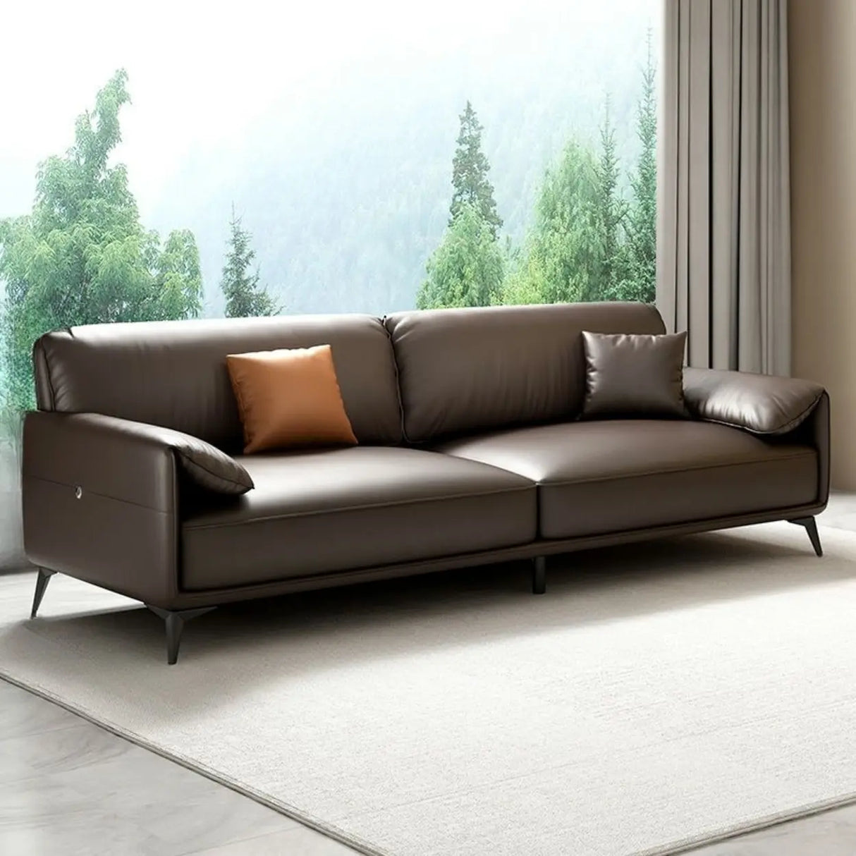 Brown Faux Leather Sofa Seating Group with Gliders Image - 9
