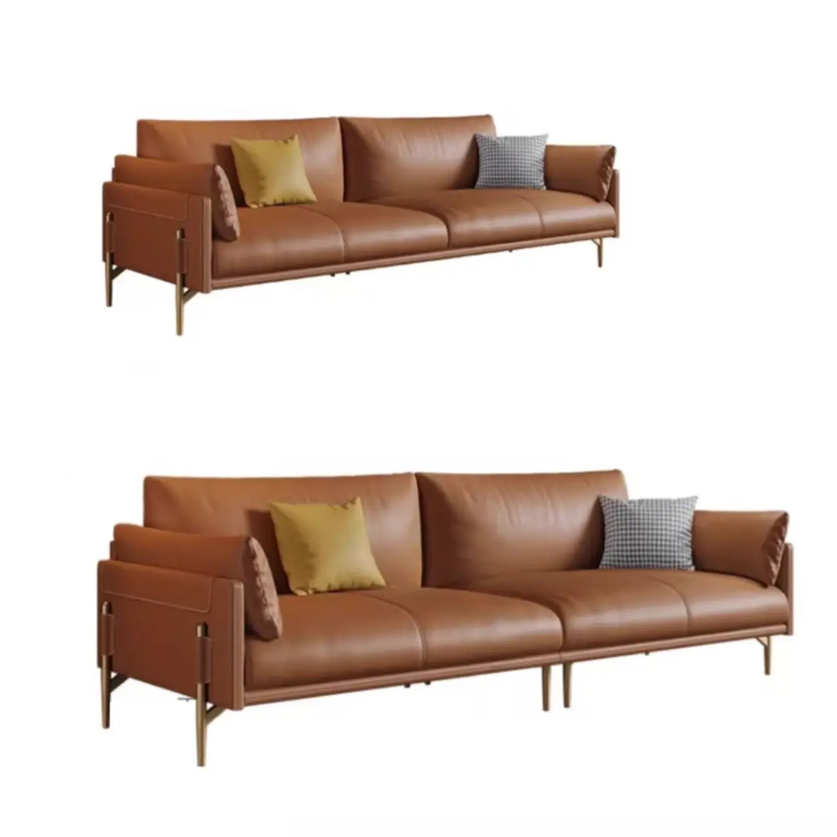 Brown Faux Leather Wooden Fame Sofa with Gliders Image - 12