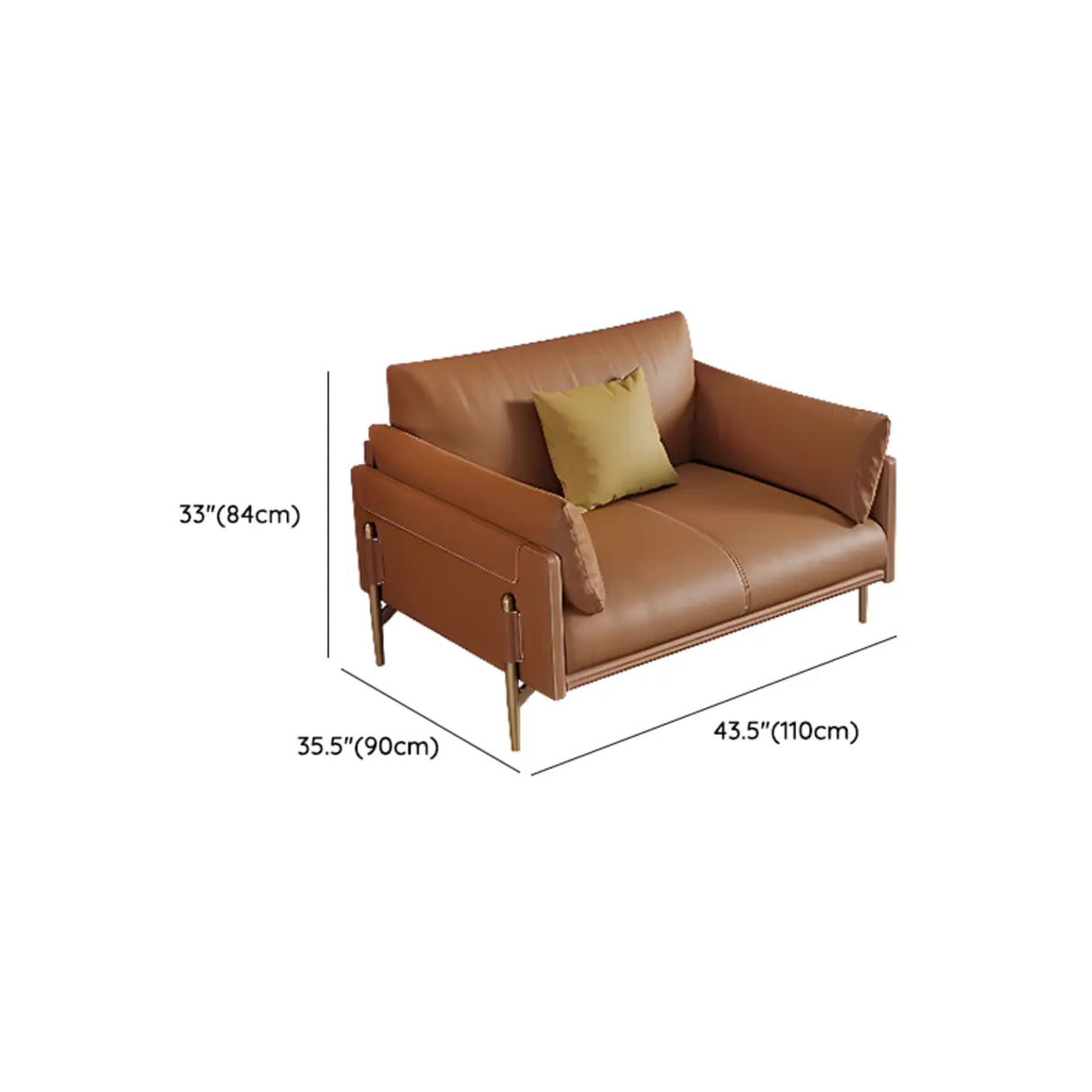 Brown Faux Leather Wooden Fame Sofa with Gliders 
