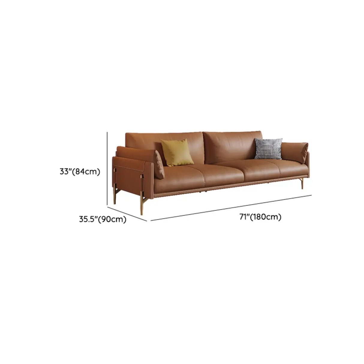 Brown Faux Leather Wooden Fame Sofa with Gliders Image - 15