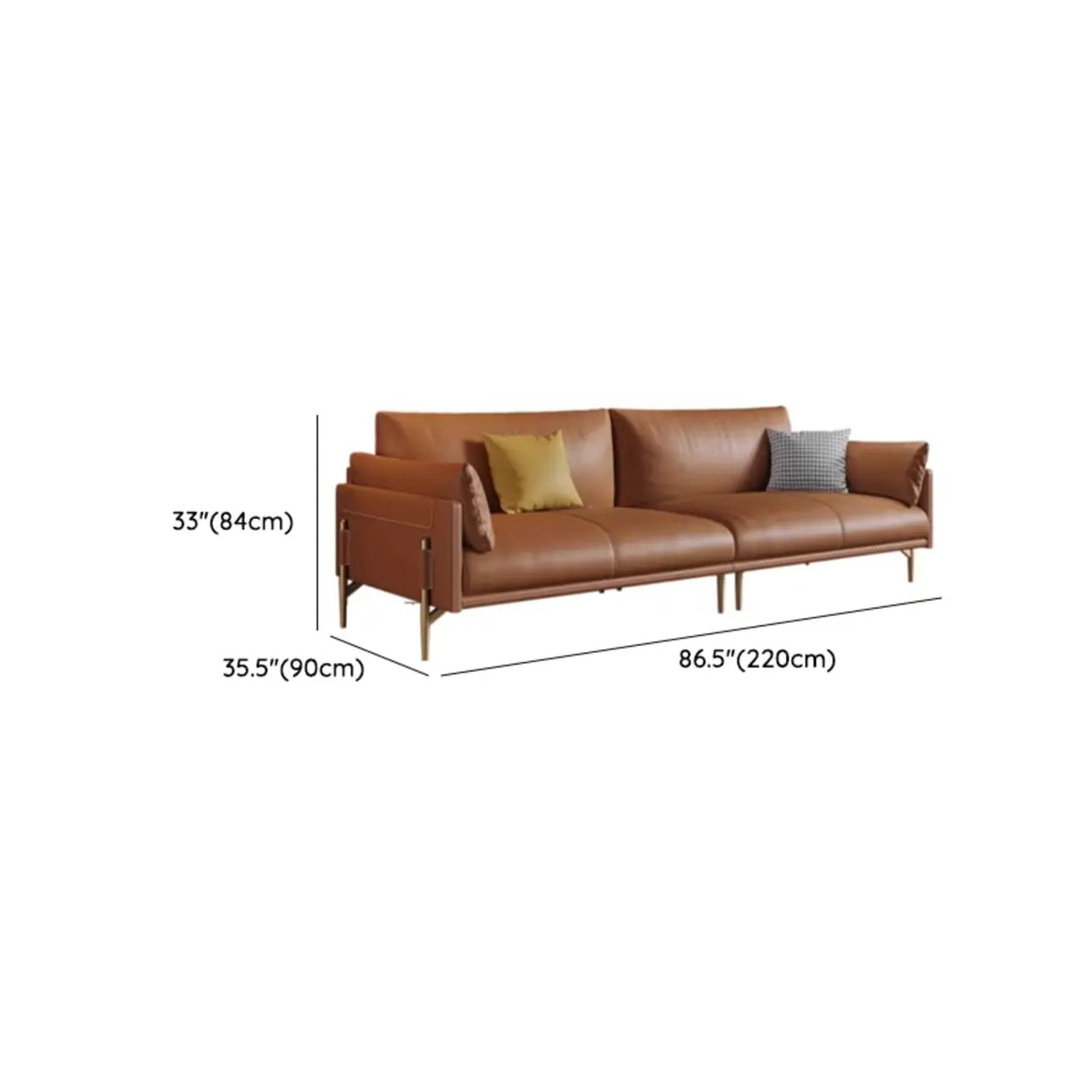Brown Faux Leather Wooden Fame Sofa with Gliders Image - 16