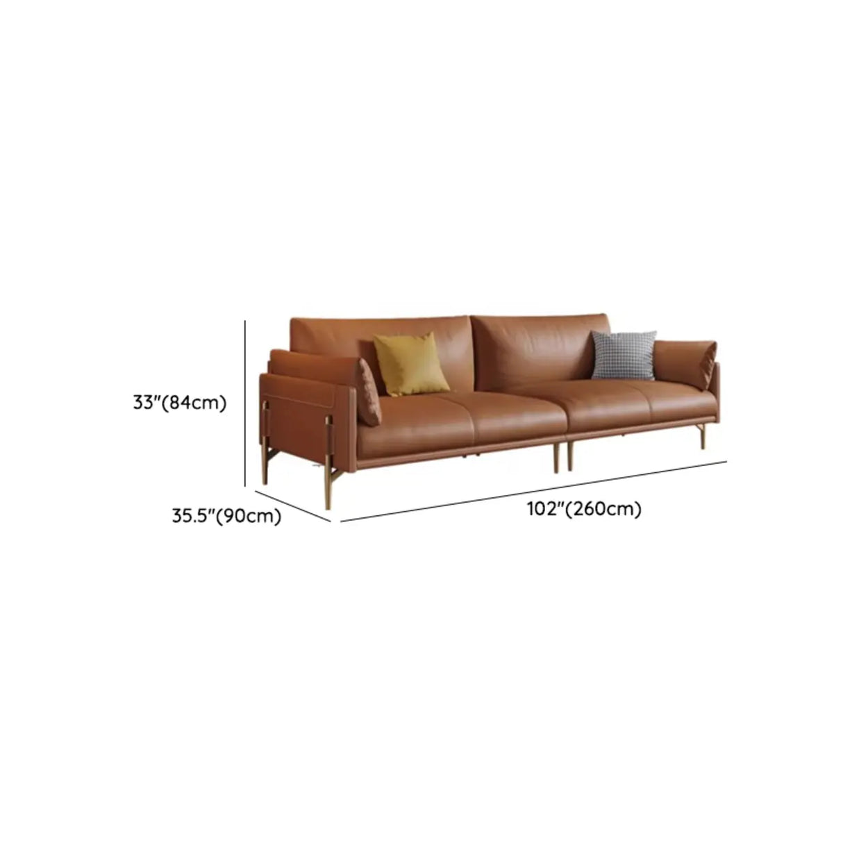 Brown Faux Leather Wooden Fame Sofa with Gliders Image - 17