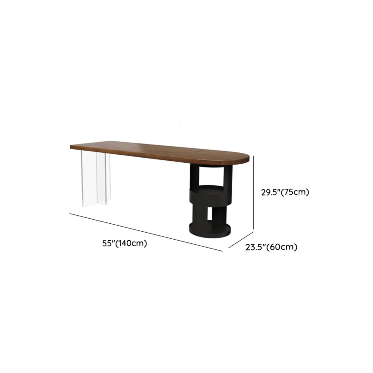 Brown Free From Standard Wood Writing Desk with Storage 