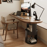 Brown Free From Standard Wood Writing Desk with Storage Image - 4