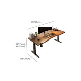 Brown Free From Wooden Height Adjustable Computer Desk Image - 11