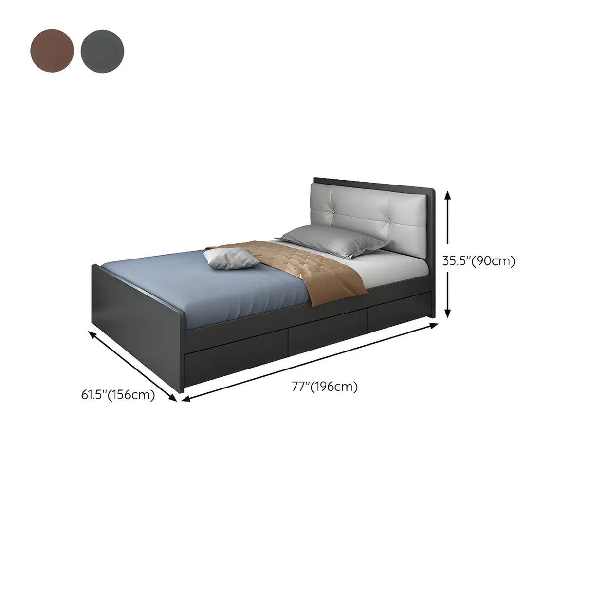 Brown Full Rectangle Wood Storage Bed with Drawers Image - 12