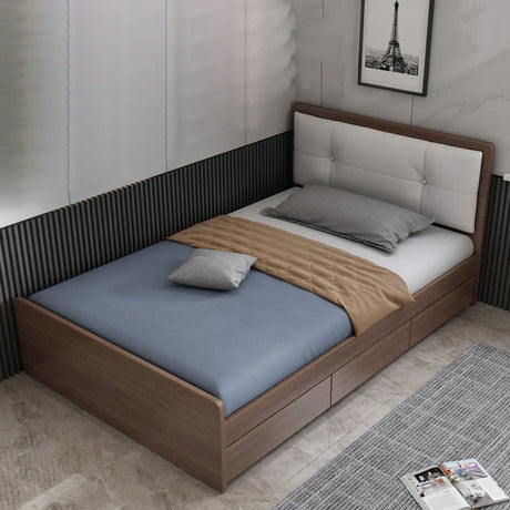 Brown Full Rectangle Wood Storage Bed with Drawers Image - 2