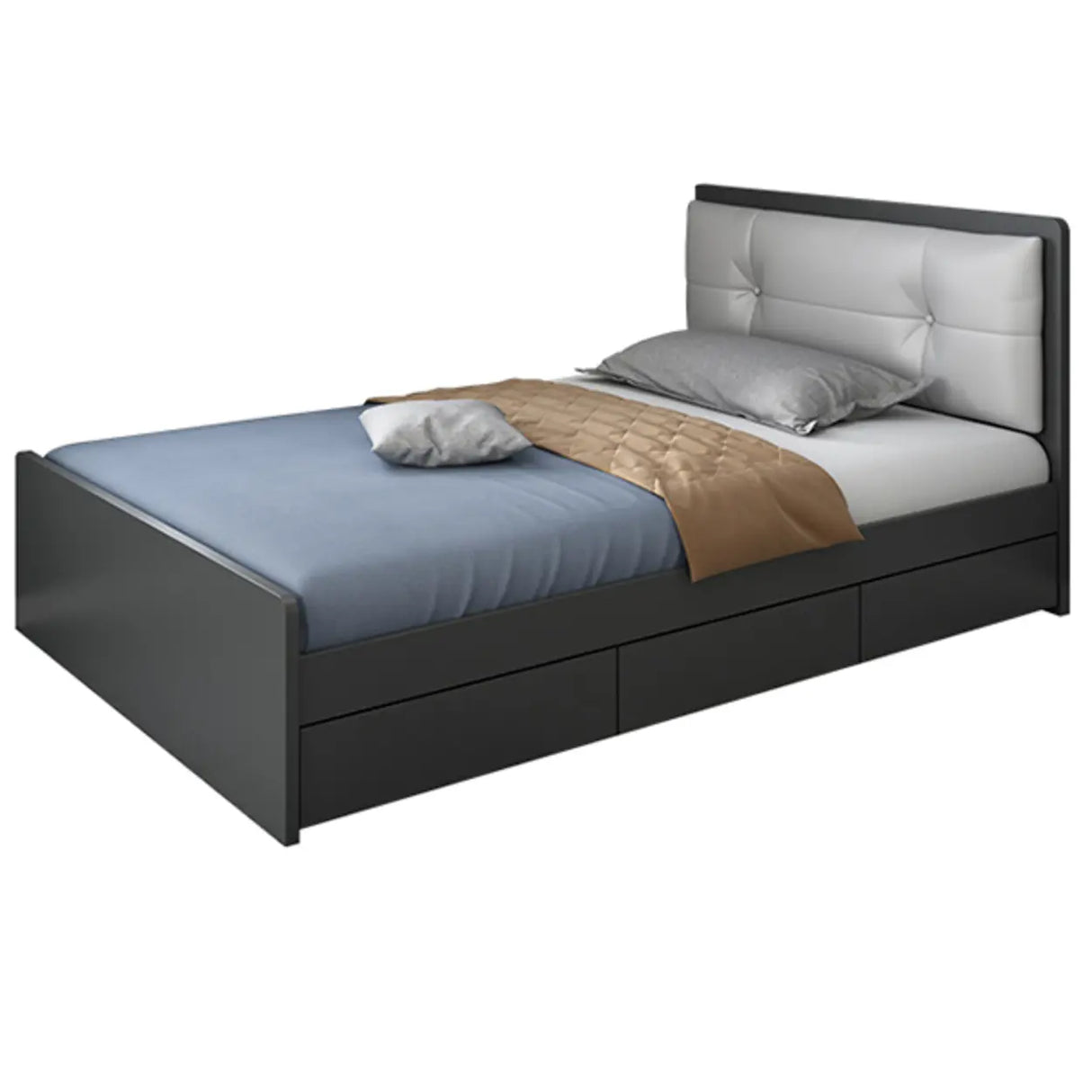 Brown Full Rectangle Wood Storage Bed with Drawers Image - 5