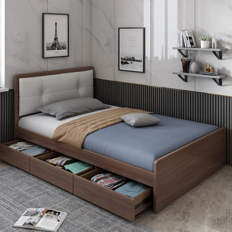 Brown Full Rectangle Wood Storage Bed with Drawers Image - 9