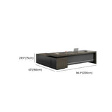 Brown Grey Wood L-Shape Executive Desk with Cabinet Image - 15