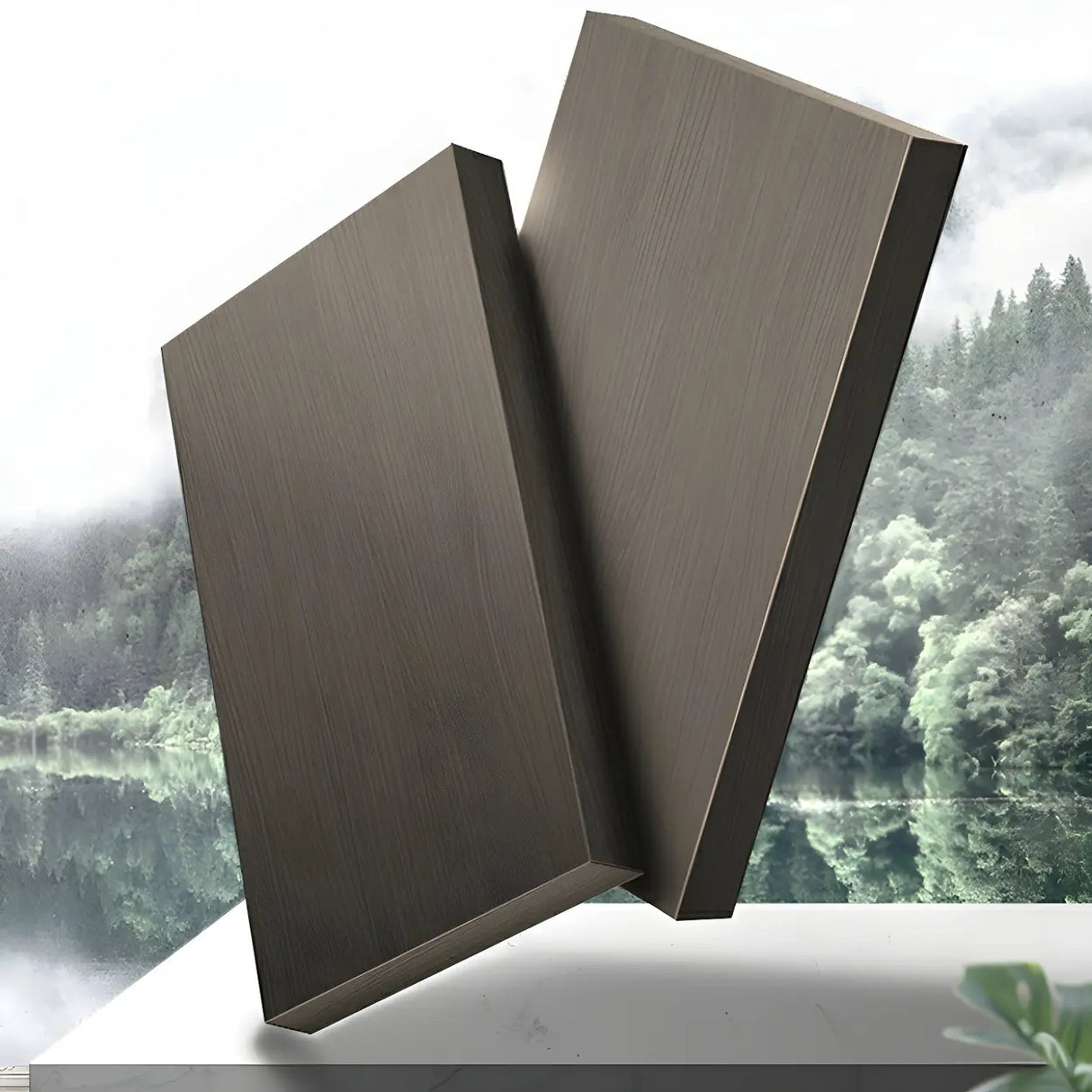 Brown Grey Wood L-Shape Executive Desk with Cabinet Image - 8