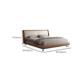 Brown King Headboard Leather Upholstered Panel Bed Image - 11