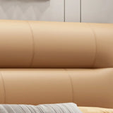 Brown King Leather Upholstered Panel Bed with Headboard Image - 11