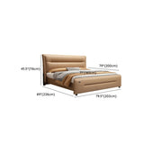 Brown King Leather Upholstered Panel Bed with Headboard Image - 14