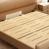 Brown King Leather Upholstered Panel Bed with Headboard Image - 7