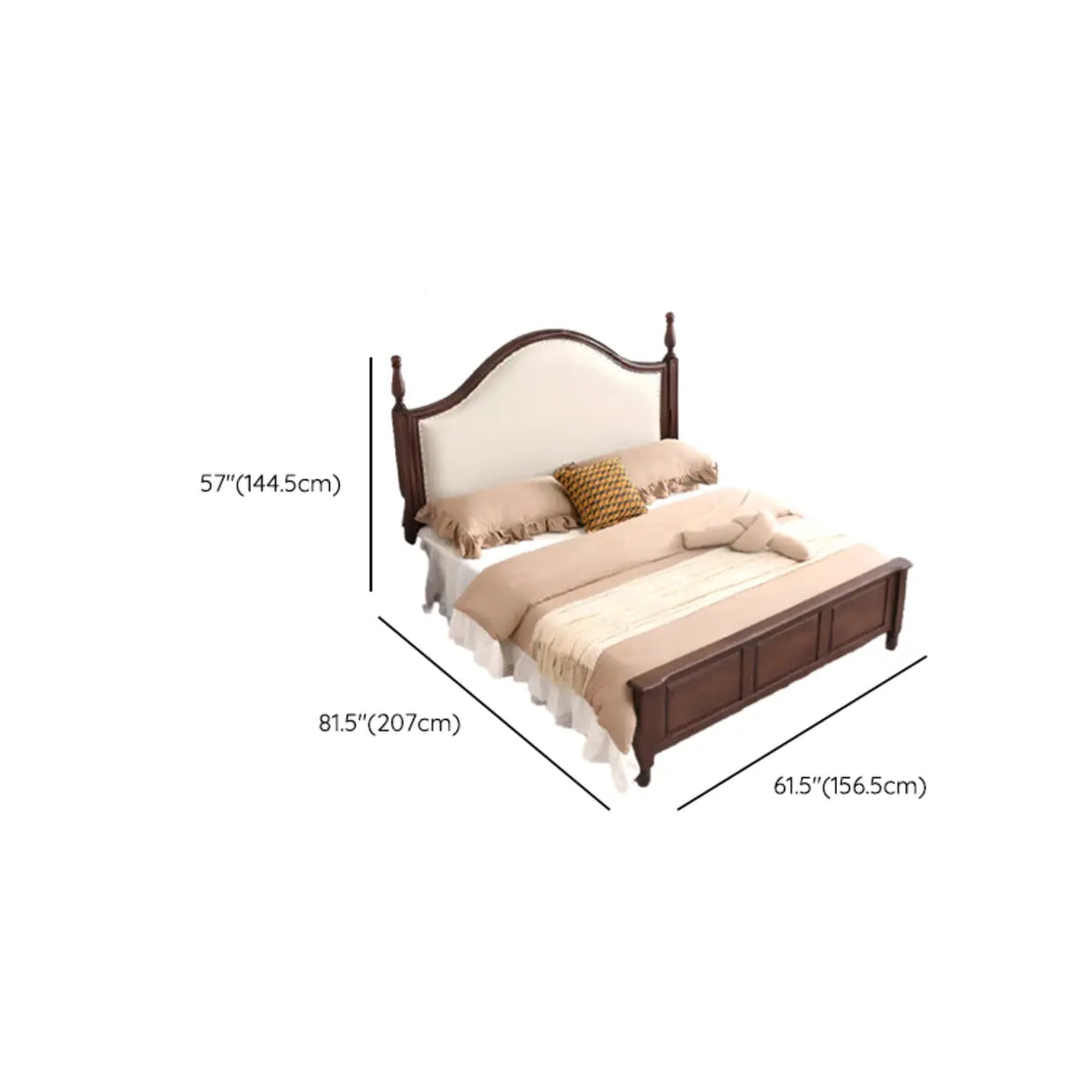 Brown King Nailhead Trim Upholstered Rubberwood Storage Bed 