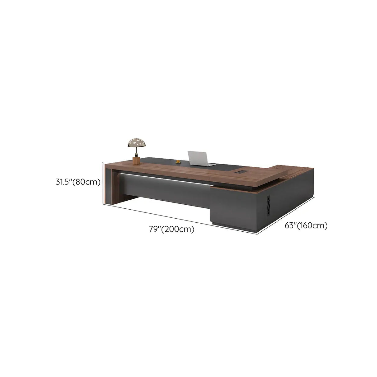 Brown L-Shape Manufactured Wood Long Executive Desk Image - 12