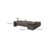 Brown L-Shape Manufactured Wood Long Executive Desk Image - 12