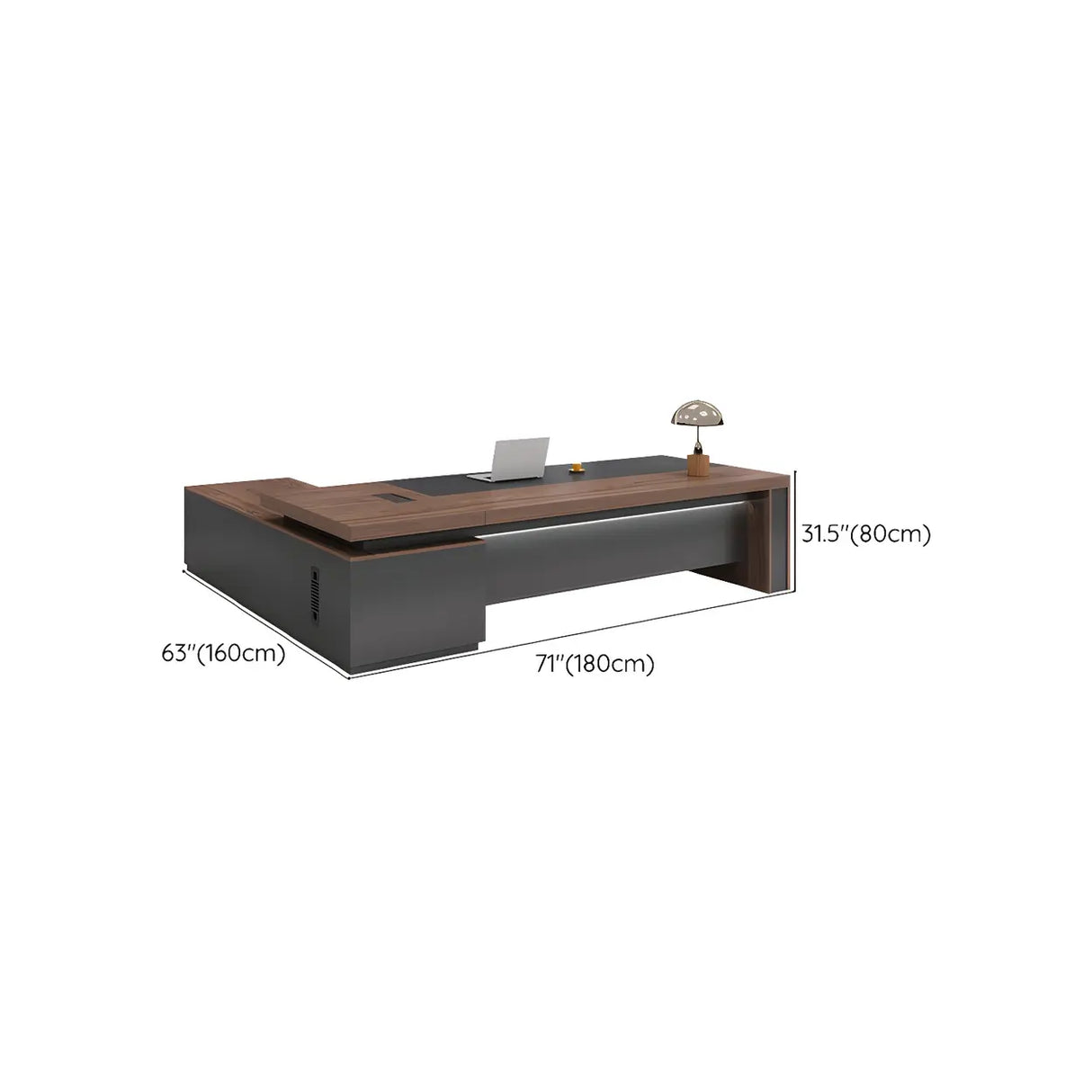 Brown L-Shape Manufactured Wood Long Executive Desk Image - 18