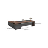 Brown L-Shape Manufactured Wood Long Executive Desk Image - 19