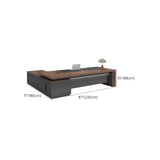 Brown L-Shape Manufactured Wood Long Executive Desk Image - 20