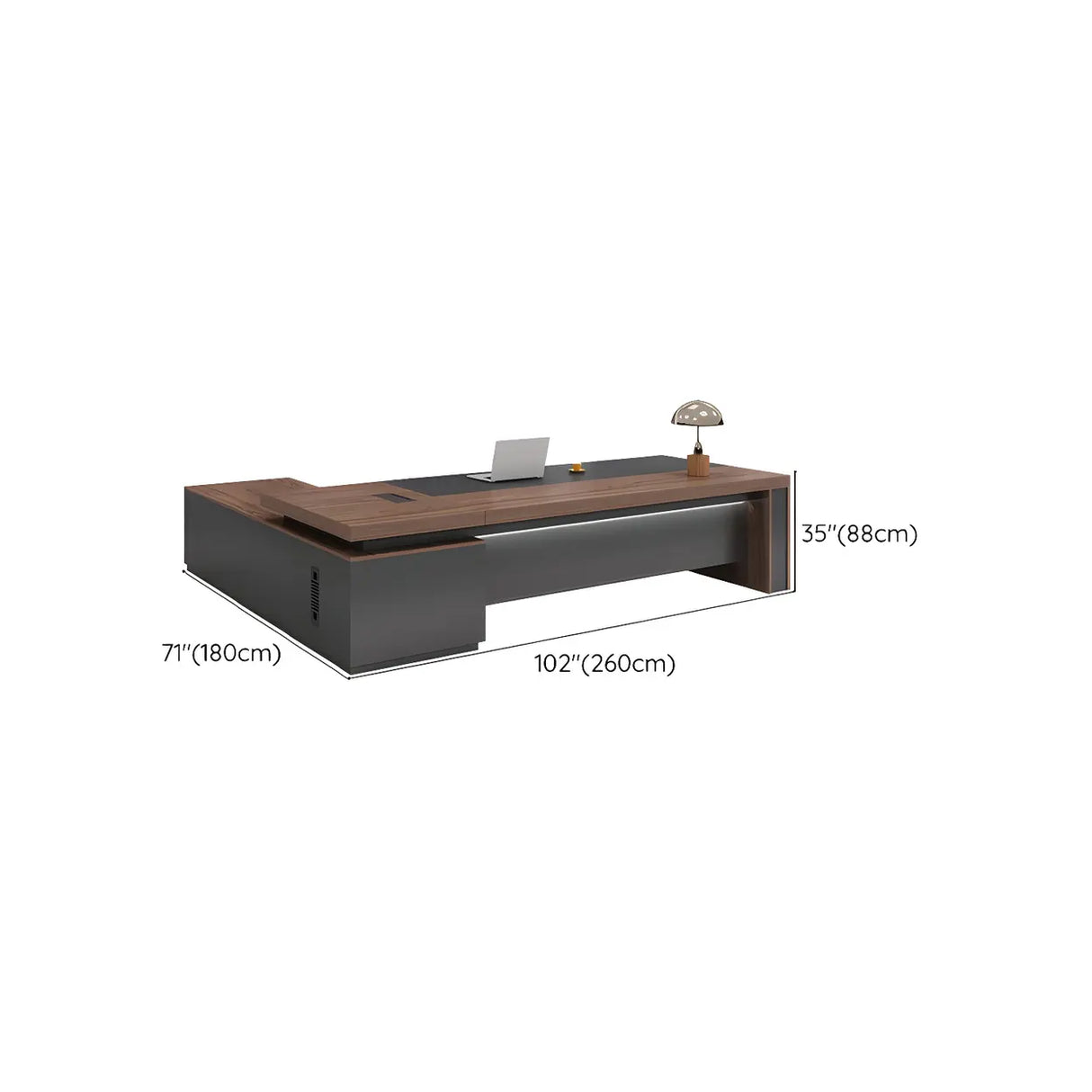 Brown L-Shape Manufactured Wood Long Executive Desk Image - 22