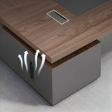 Brown L-Shape Manufactured Wood Long Executive Desk Image - 3
