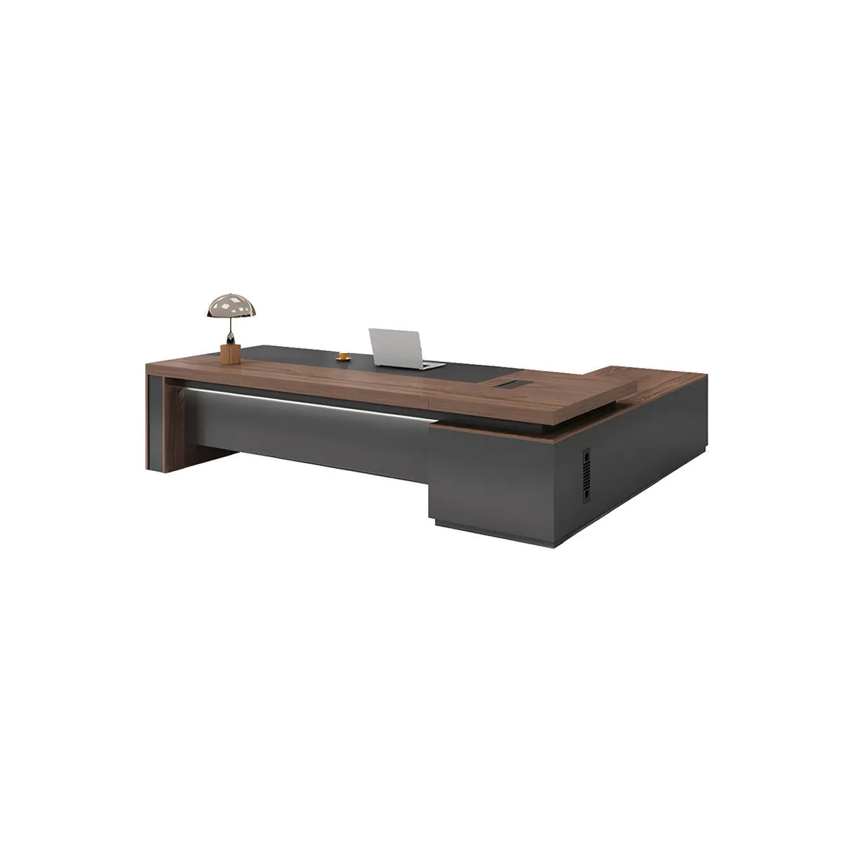Brown L-Shape Manufactured Wood Long Executive Desk Image - 5