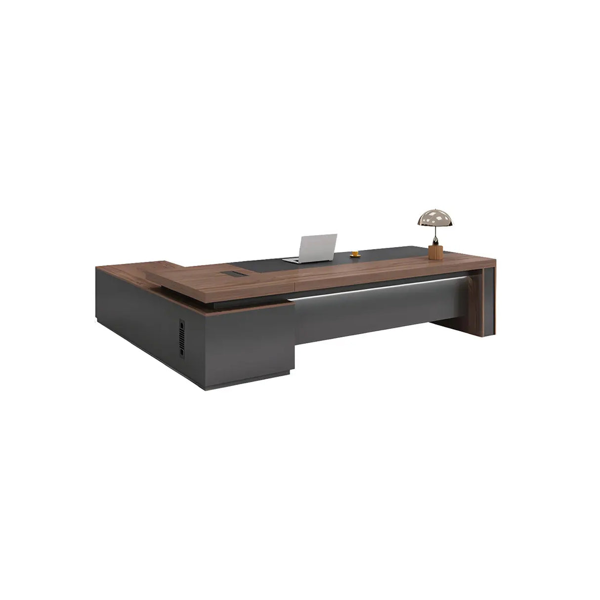 Brown L-Shape Manufactured Wood Long Executive Desk Image - 9