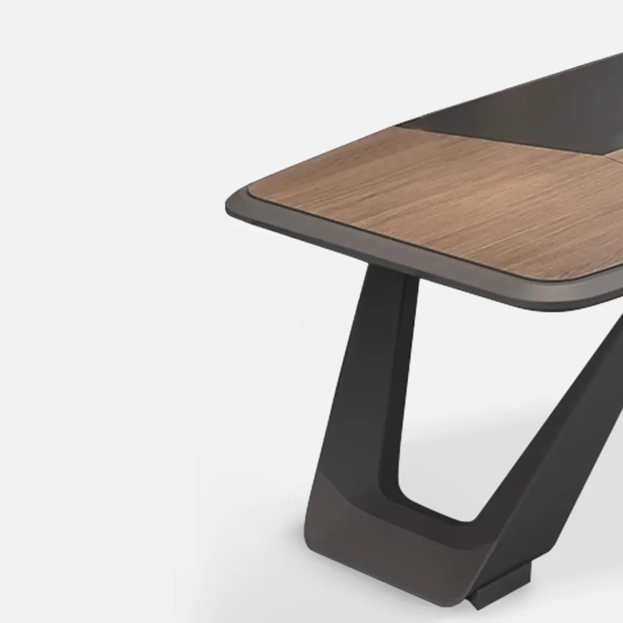 Brown L-Shaped Long Wooden Computer Desk with Shelves Image - 10
