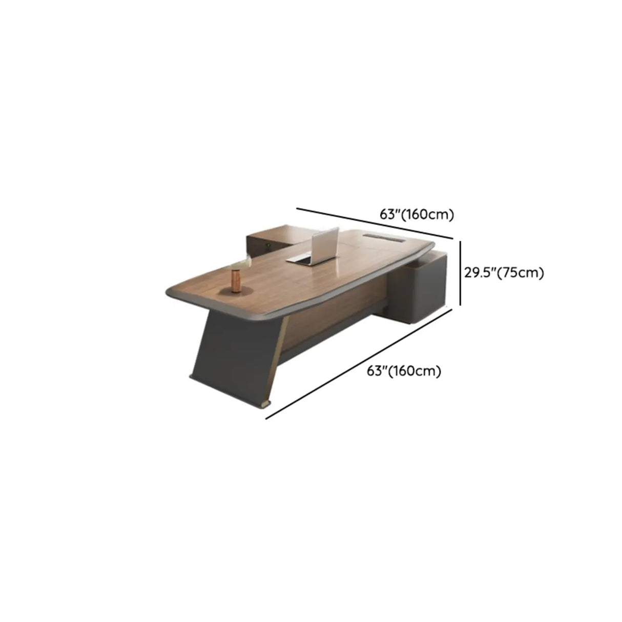 Brown L-Shaped Long Wooden Computer Desk with Shelves 