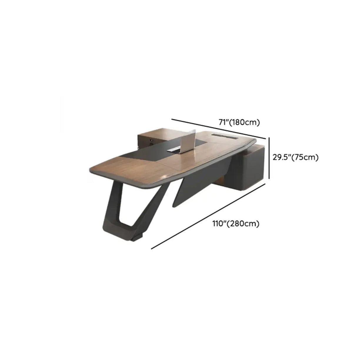 Brown L-Shaped Long Wooden Computer Desk with Shelves Image - 20