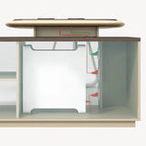 Brown L-Shaped Long Wooden Computer Desk with Shelves Image - 7
