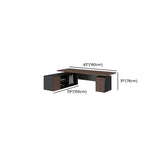 Brown L-Shaped Long Wooden Computer Desk with Storage Image - 22