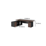 Brown L-Shaped Long Wooden Computer Desk with Storage Image - 23
