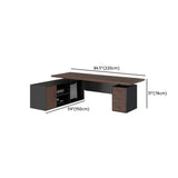 Brown L-Shaped Long Wooden Computer Desk with Storage Image - 25