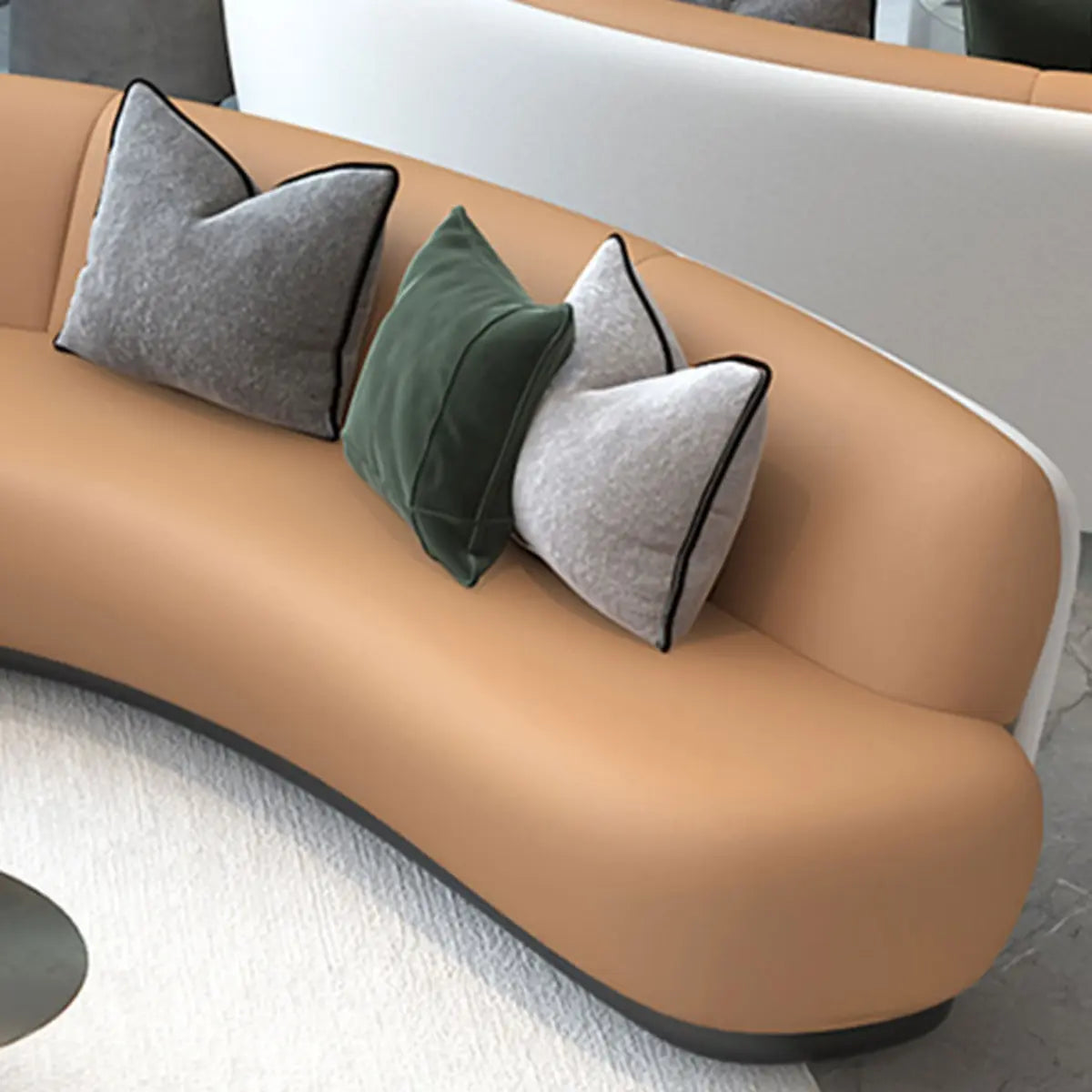 Brown Leather Curved Reception Sofa Five Piece Set Image - 14