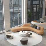 Brown Leather Curved Reception Sofa Five Piece Set Image - 8