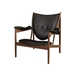 Brown Leather Fixed Back Arm Chair with Four Legs Image - 2