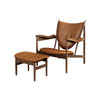 Brown Leather Fixed Back Arm Chair with Four Legs Image - 7