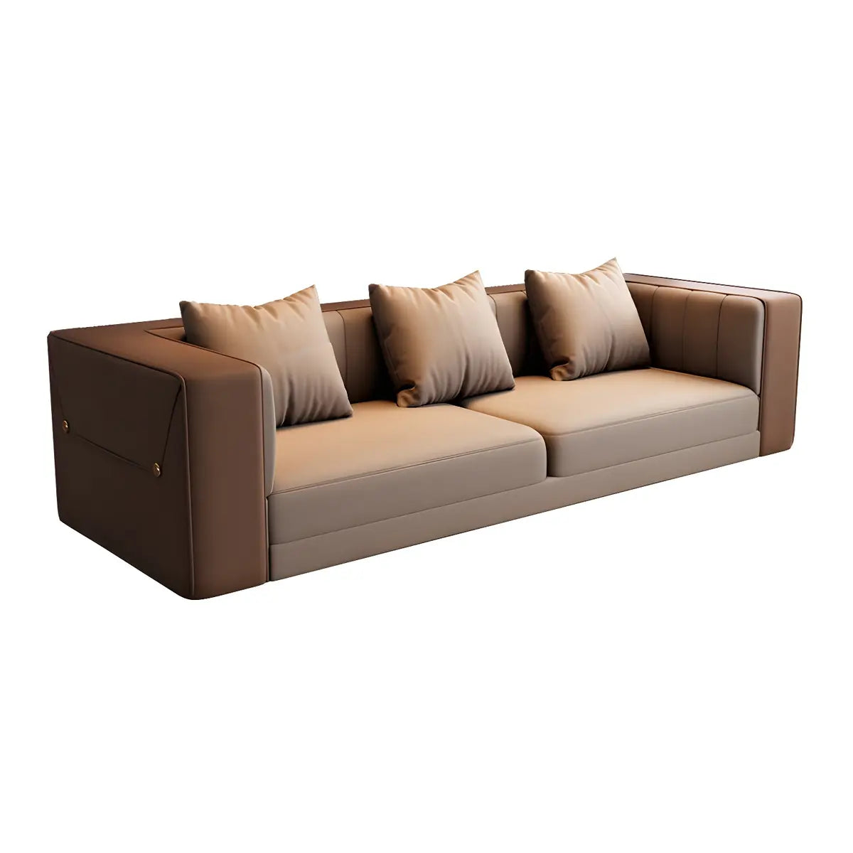 Brown Leather Metal Frame Sofa Seating Group with Table Image - 11