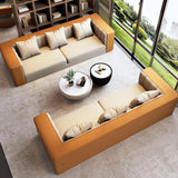 Brown Leather Metal Frame Sofa Seating Group with Table Image - 19