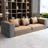 Brown Leather Metal Frame Sofa Seating Group with Table Image - 6