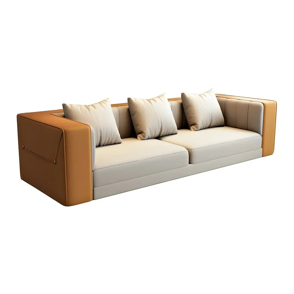 Brown Leather Metal Frame Sofa Seating Group with Table Image - 7