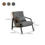 Brown Leather Pillow Back Metal Four Legs Arm Chair #size