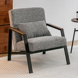 Brown Leather Pillow Back Metal Four Legs Arm Chair Image - 9