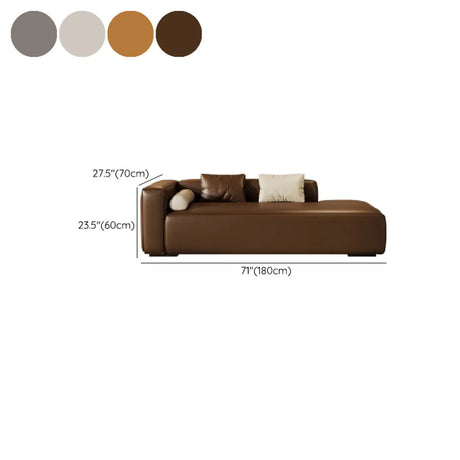 Brown Leather Pillow Corner Unit Right-Arm Chaise #size