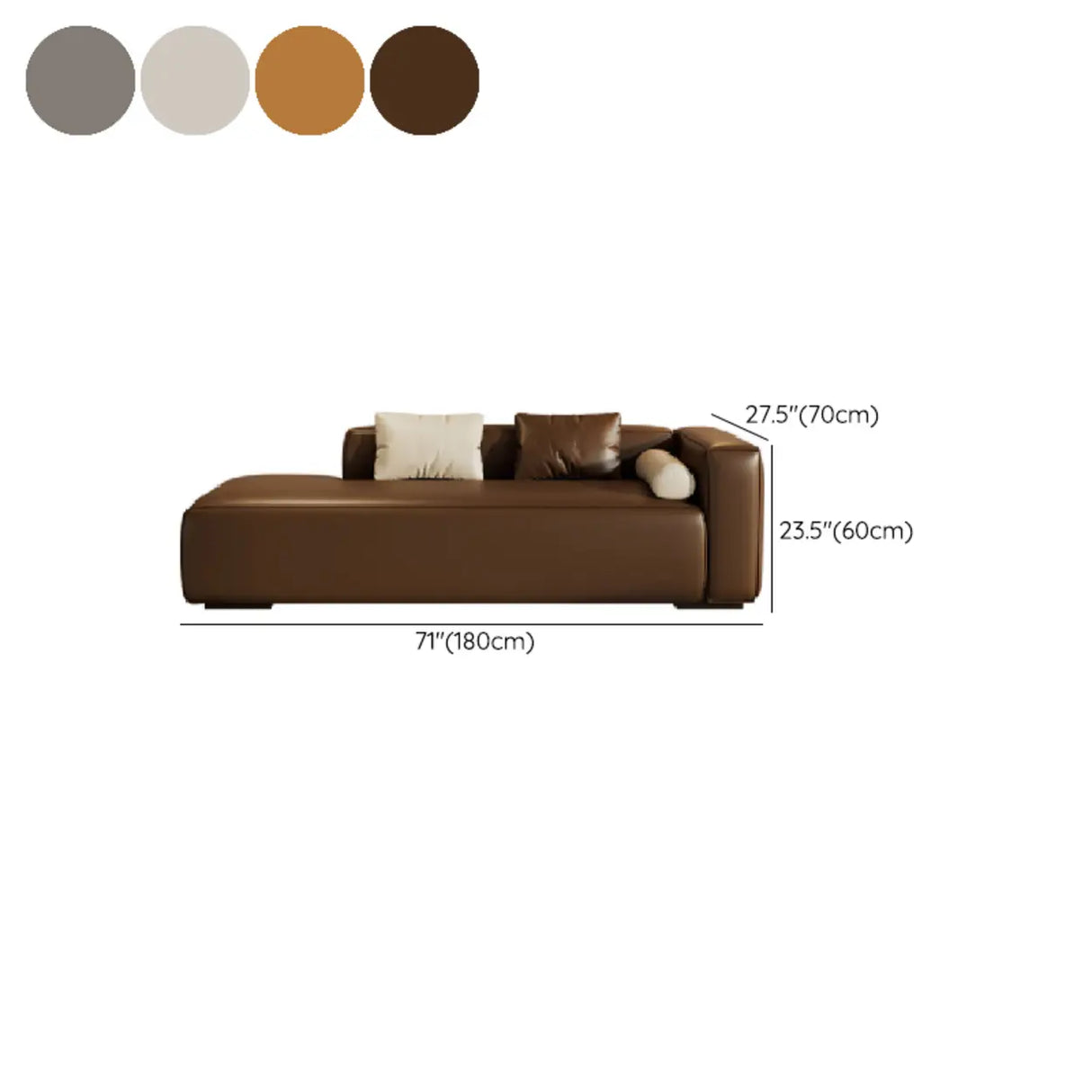 Brown Leather Pillow Corner Unit Right-Arm Chaise Image - 16