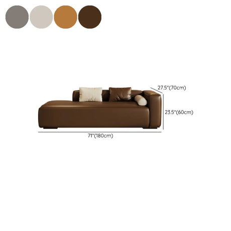 Brown Leather Pillow Corner Unit Right-Arm Chaise Image - 16