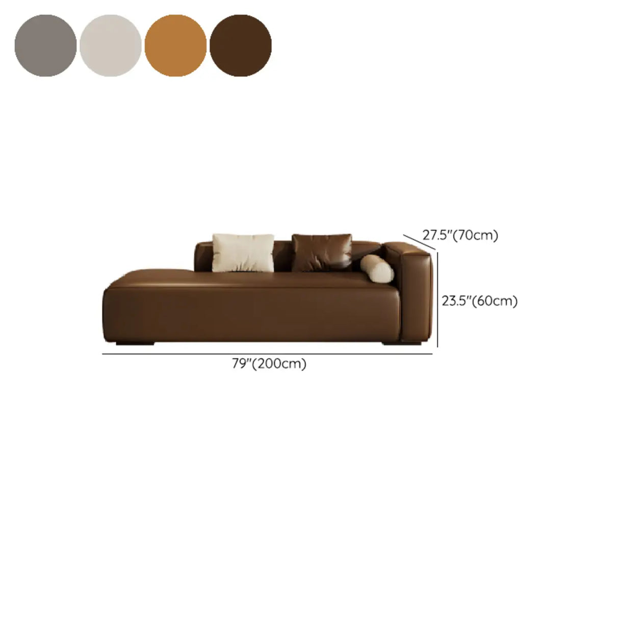 Brown Leather Pillow Corner Unit Right-Arm Chaise Image - 18